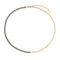 Collier chic plaqué or 18 carats avec pierres noires facettées et perles dorées - Patchwork de Chaîne à Billes en Acier / Or Épissé Zircon Noir