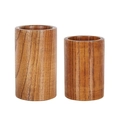 Natural acacia wood storage canisters with distinct grain texture on white background - Jujube Wood Chopstick Holder / 15*9cm