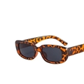 Retro small square sunglasses with leopard print frame and dark grey tinted lenses - Leopard Frame Black Grey Lens