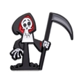 Süße Cartoon-Sensenmann-Emaille-Anstecknadel mit Sense in Schwarz und Weiß - Sensenmann Stil (XZ9358)