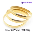 Set of 3 polished gold 8mm stainless steel bangles with 65mm inner diameter for women - 65x8mm Gold(KB187556-LO) / Same Color Stackable Set