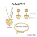 Parametri dettagliati delle dimensioni per set di gioielli a cuore in acciaio inossidabile - Oro / Stile Lucido a Cuore (KS43230-Z)