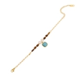 Golden Maillard style beaded bracelet with brown stones and a square blue gem pendant - Blue Square Gemstone Style (2#)