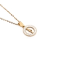 Detail of gold titanium mother necklace with crystal pave circle and hollow silhouette - Round Hollow Figure Rhinestone Necklace