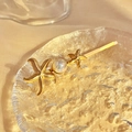 Pinza para el pelo de metal dorado con estrellas de mar y perla sobre cristal - Estrella de Mar Perla / Dorado