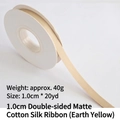 1.0cm wide khaki matte cotton ribbon roll for gift wrapping and flower decoration - Double-sided Matte Cotton / 1.0cm Wide * 20 Yards / Earthy Yellow