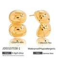 Polished gold double ball stack earring in waterproof hypoallergenic stainless steel - Gold Double Sphere Stacking Earrings (JDE0107038-1)