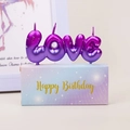 Sparkly purple gradient LOVE letter candles set with galaxy-themed gift box for party - Galaxy Gradient Purple Blue LOVE