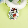 Mignonne broche serpent vert avec chapeau de danse du lion en acrylique pour le Nouvel An - 10 Bébé Petit Serpent [A1155]
