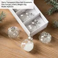 Pack of 6 transparent glass star ornaments with festive filling for Christmas tree decor - White Pentagram Pattern (Style G) / Set of 6