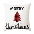 Christmas pillowcase with red and black buffalo plaid tree and Merry Christmas text - Style 30 / 18x18 Inch