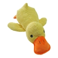 Durable yellow plush duck dog toy with honeycomb texture for chewing and squeaking - Assault Duck M