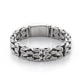 Men's silver 316L stainless steel Byzantine chain bracelet with fold-over clasp - 15mm / Silver