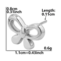 Macro shot of silver bow stud earring with dimensions 0.8cm by 1.1cm on white background - Exquisite Butterfly Shape - Silver (D94-S)