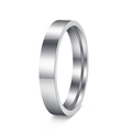 Sleek silver minimalist polished stainless steel ring band with mirror finish for couples - 4mm Wide Silver