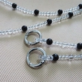 DIY crossbody strap with elegant black and white crystal beads and silver metal rings - Mixed Black Beads (Silver Buckle)