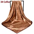 Close-up of brown paisley print satin scarf showing silky texture and elegant drape - 90cm*90cm / Coffee