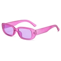 Pink translucent rectangular cat eye sunglasses with purple tinted lenses and thick frames - Matte Purple