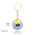 Rainbow emotional wheel keychain in gold metal with rotating social battery mood pointer - Emotion Turntable (K00754-02)