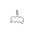 Polished silver titanium steel Aquarius zodiac pendant with stylized wave design - Aquarius - Steel