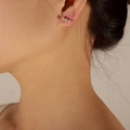 Minimalist gold plated titanium steel stud earrings with three-bead geometric design - Straight Three-Bead / Silver Three-Bead