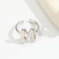 Minimalist adjustable silver open ring featuring a 3D letter M metal design - Letter M Style