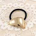 Minimalist elastic hair tie with a crescent-shaped gold alloy accent in black finish - Gold Mini Bean Shape