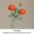 Single stem orange Persian Buttercup artificial flower with two blooms and one bud - Orange