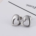 Minimalistische Herz-Ohrstecker aus poliertem Edelstahl in Silber für Damen - Silber (KE56691-Z)