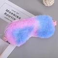 Pink, purple and blue gradient plush sleep mask with soft elastic satin strap - Blue Tie Dye