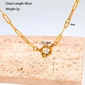 Minimalist 18K gold plated paperclip chain necklace with 13.6mm round spring clasp - Paperclip Necklace / 40cm/4mm / 18K Gold