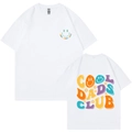 T-shirt blanc à manches courtes avec imprimé Cool Dads Club vue de face et dos - XS / Blanc (Style COOL DADS CLUB)