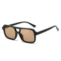 Lunettes de soleil rétro carrées avec monture noire épaisse et verres marron - Monture Noire Verres Thé Clair