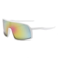 White frame cycling sunglasses with large colorful mirrored lenses for outdoor sports - White Frame Colorful Lens