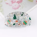 Pinza para el pelo con árbol de Navidad y lentejuelas plateadas en acrílico - Árbol de Navidad con Lentejuelas Plateadas