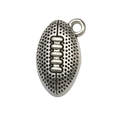 Vintage silver finish American football pendant charm made of textured alloy metal - Rugby Ball