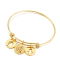 Pulsera ajustable de acero dorado con colgantes de LOVE y figuras de niños - Estilo De Figura Hueca y Etiqueta Redonda LOVE (KB148238-Z) / Dorado