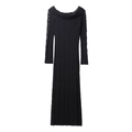 Elegantes schwarzes Maxikleid aus Spitze mit Stickerei und schulterfreiem Ausschnitt - XS / Schwarz