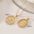 Collana con ciondolo rotante dorato con incisione Spirito Santo e dettaglio colomba - Oro-Tondo Spirito Santo Base (Doppia Faccia)