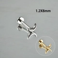 Halve maan labret piercing van zilver en goud roestvrij staal, maat 1.2X8mm - Maan / 1.2x8mm / Staalkleur