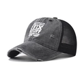 Berretto trucker vintage in cotone con slogan STUFF e retro in rete traspirante - Regolabile / Nero