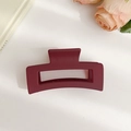 Matte burgundy large rectangle hollow hair claw clip for women in autumn and winter - Wine Red Hollow Hair Claw