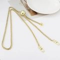 Adjustable golden woven metal bag chain with diamond pattern ball buckle and lobster clasps - Cyan Light Gold Adjustable Lantern Chain