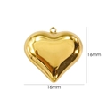 Macro detail of a 16mm gold heart pendant made of vacuum plated stainless steel - Large 3D Polished Heart (16mm)