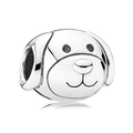 Ciondolo a forma di cucciolo in argento S925 lucido per bracciali e collane fai da te - Testa di Cane Cartoon (040)