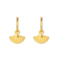 Golden bohemian fan-shaped earrings with textured dots on stainless steel hoops - Gold (Bohemian Vintage Fan-Shaped Earrings)