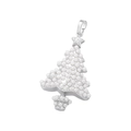 Détail macro du pendentif sapin de Noël avec perles incrustées et finition argent - Sapin de Noël / Or Blanc