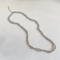 Double layered silver necklace featuring a snake chain and bead chain design for women - Silver Double Layer Wrapped Necklace