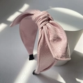 Chic pink PU leather headband featuring a stylish large bow design for women - Pink