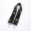 Close-up of leopard print wide replacement strap with silver metal swivel hooks - Dark Blue With Silver Buckle